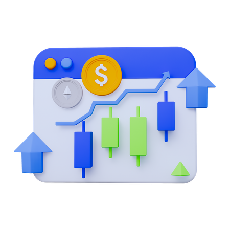 Stock Market Graph Up  3D Icon