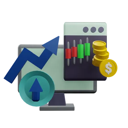 Stock Market Growth  3D Icon