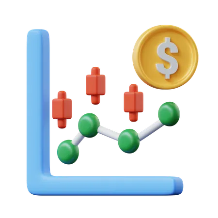 주식 시장 투자  3D Icon