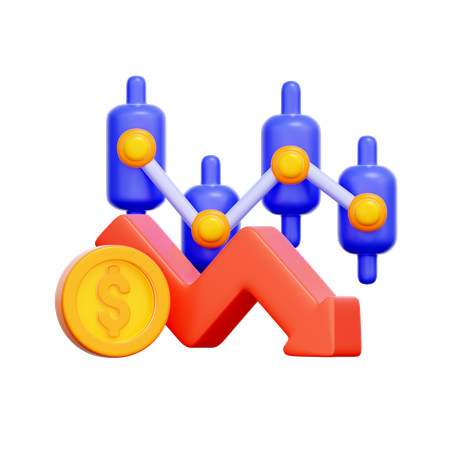 주식 시장 손실 그래프  3D Icon