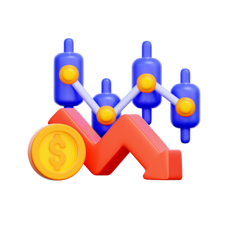 Stock Market Loss Graph  3D Icon