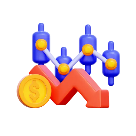 Stock Market Loss Graph  3D Icon