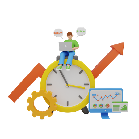 Stock market trading  3D Icon