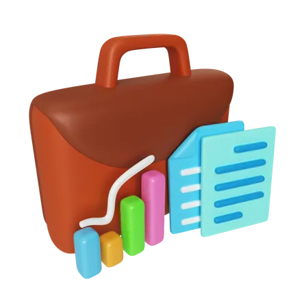This Is A 3 D Illustration Of A Suitcase Icon And A Document Sheet Illustrating A Stock Portfolio Available In PSD And Transparent Background Formats 3D Icon