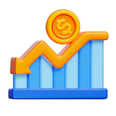 Stock price Growth  3D Icon