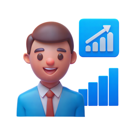 Stock Trader with Graph  3D Illustration