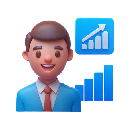 Stock Trader with Graph  3D Illustration