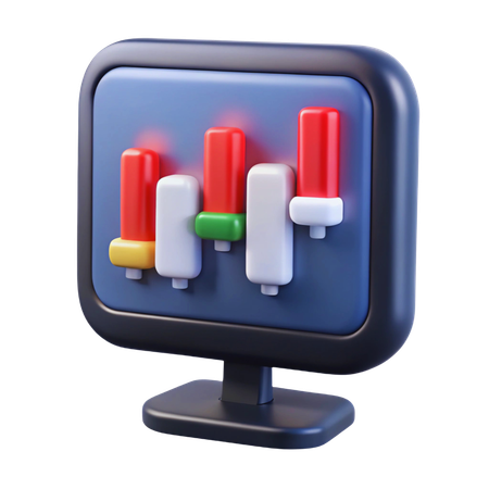 Stock Trading Monitor  3D Icon