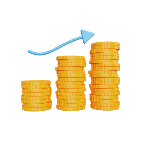 Stock With A Pile Of Coins  3D Illustration