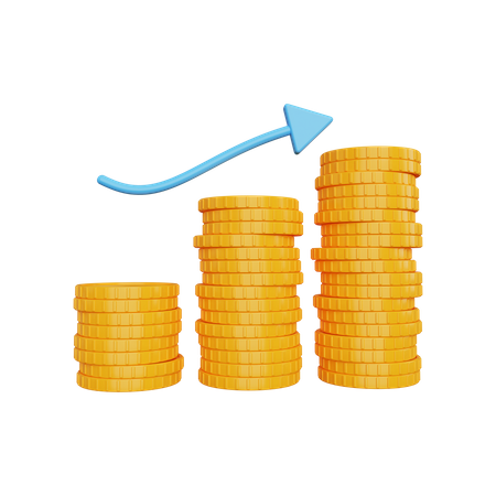 Stock With A Pile Of Coins 3D Illustration