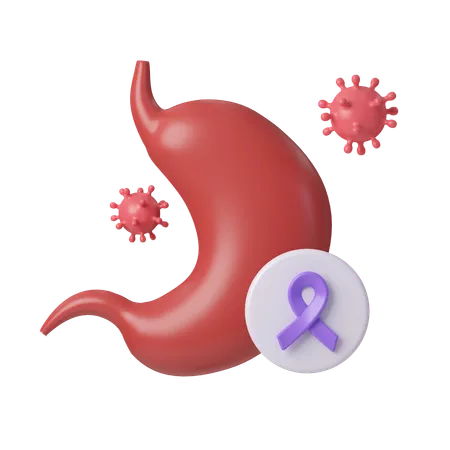 Stomach Cancer Awareness With Purple Ribbon World Cancer Day Concept February 4 Raise Awareness Prevention Detection Treatment Icon Design 3 D Illustration 3D Icon