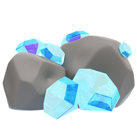 Stone With Gems  3D Icon