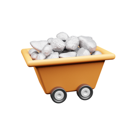 Stones In Wheelbarrow  3D Icon