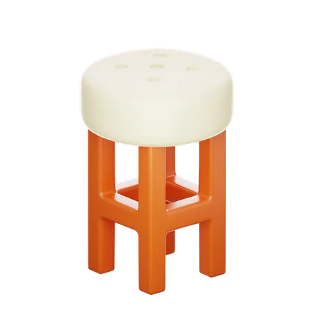 A Simple Yet Stylish Modern Stool With A Cream Seat And Wooden Legs 3 D Rendered Embodying Contemporary Minimalism 3D Icon