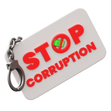 Stop Corruption Sign  3D Icon