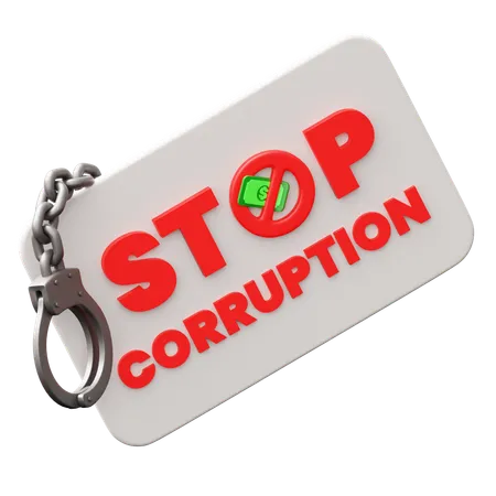 Stop Corruption Sign  3D Icon