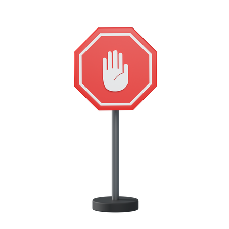 Stop hand traffic pole  3D Illustration