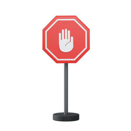 Stop hand traffic pole 3D Illustration