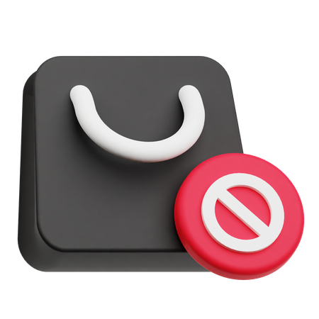 Stop Shopping Bag  3D Icon