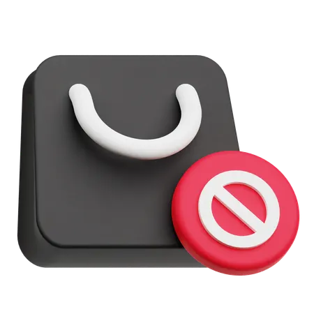 Stop Shopping Bag  3D Icon