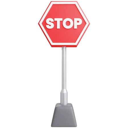 3 D Stop Sign With Isolated Background 3D Icon