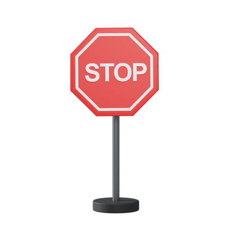 Stop traffic pole  3D Illustration