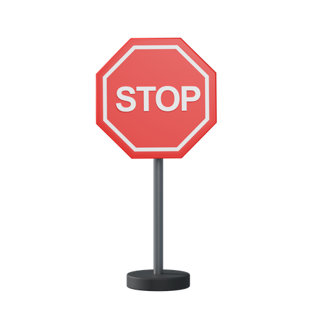 Stop traffic pole 3D Illustration