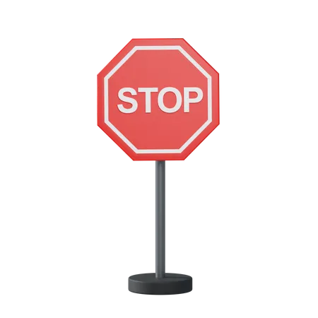 Stop traffic pole 3D Illustration