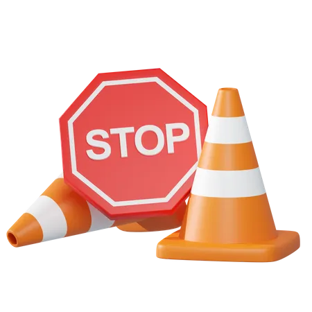 Stop under construction  3D Illustration