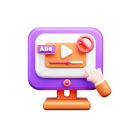 Stop Video Ads  3D Icon