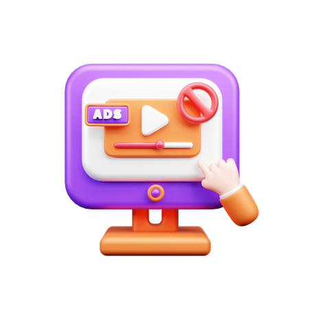 Stop Video Ads  3D Icon