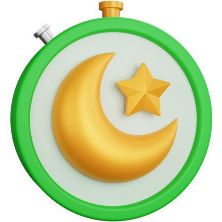 Stopwatch With Crescent Moon  3D Icon