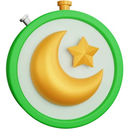 Stopwatch With Crescent Moon  3D Icon