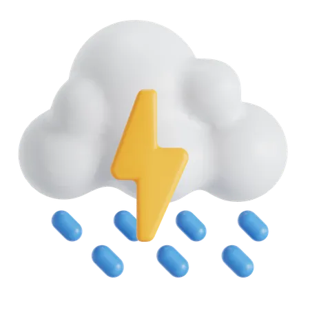 Rainy And Thunder 3D Icon