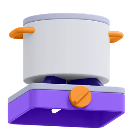 Stove And Pan  3D Icon