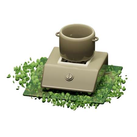 Stove And Pan  3D Icon