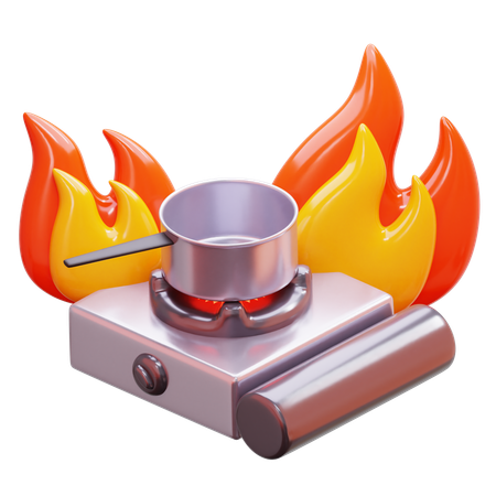 Stove With Flames  3D Icon