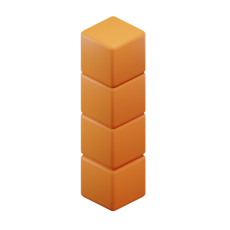 Straight-Long Tetris Block  3D Icon