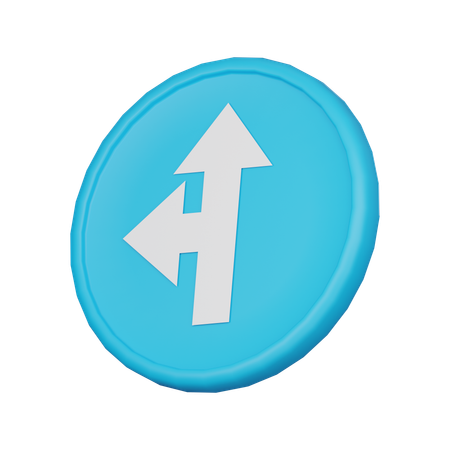 Straight on or turn left sign  3D Icon