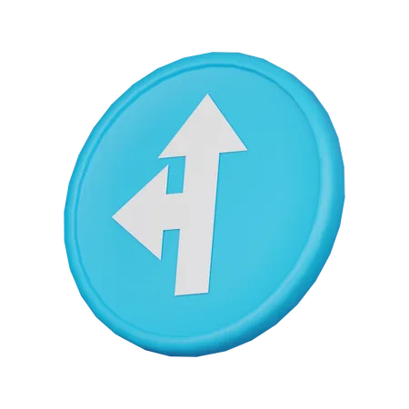 Straight on or turn left sign  3D Icon