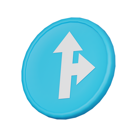 Straight on or turn right sign  3D Icon