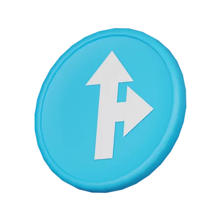 Straight on or turn right sign  3D Icon