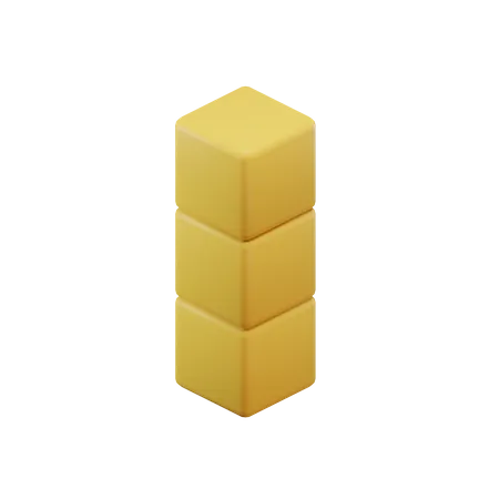 Straight-Short Tetris Block  3D Icon