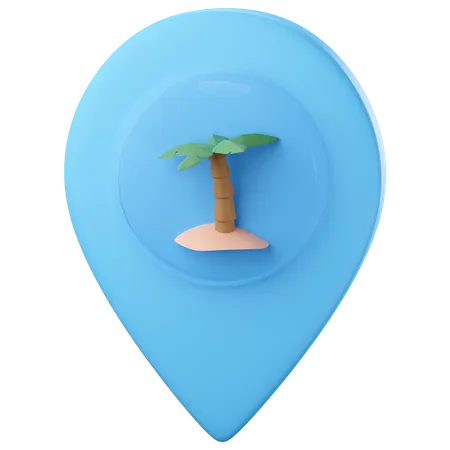 Strand-Standort-Pin  3D Icon