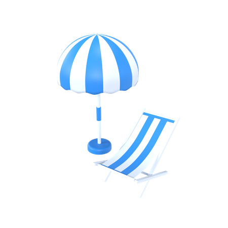 Strandstuhl mit Sonnenschirm  3D Icon