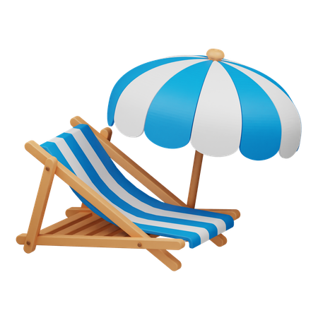 Strandstuhl und Sonnenschirm  3D Icon