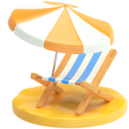 Strandstuhl und Sonnenschirm  3D Icon