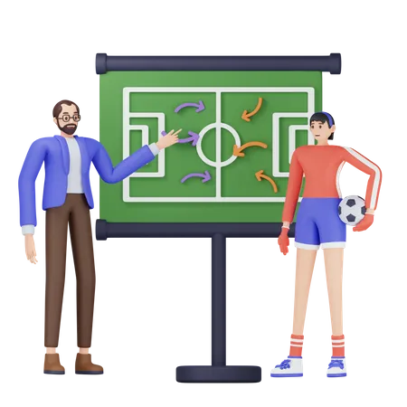 Stratégie de planification des entraîneurs de football  3D Illustration