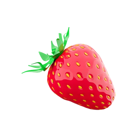 3 D Rendering Delicious Strawberry Icon 3 D Render Tasty Berry Icon Strawberry 3D Icon