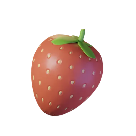 A Whole Strawberry With Leaves 3D Icon